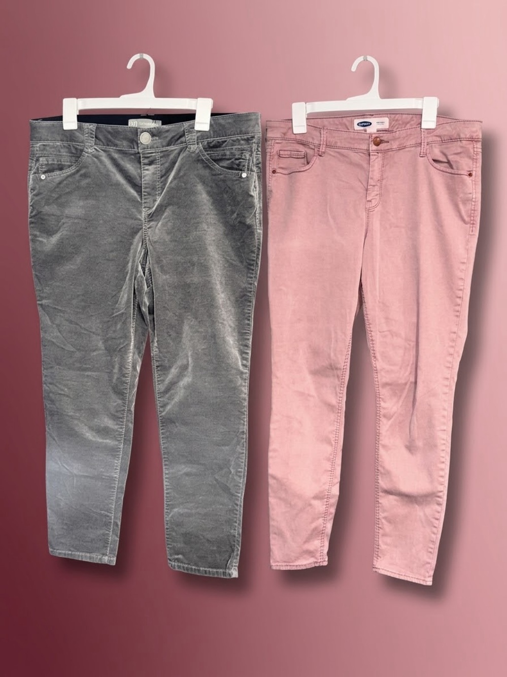 Lot of 2 Womens Size 14 Pants Old Navy Pink Skinny & Blue Wit&Wisdom
